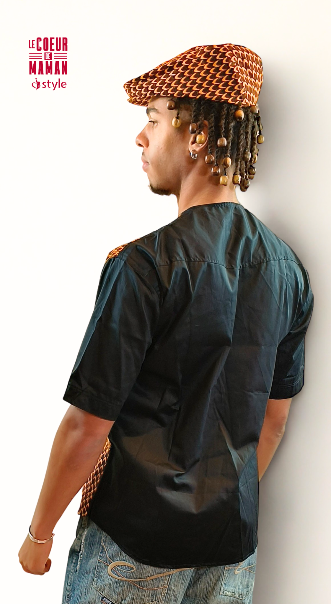 Chemise manche courte marron noir
