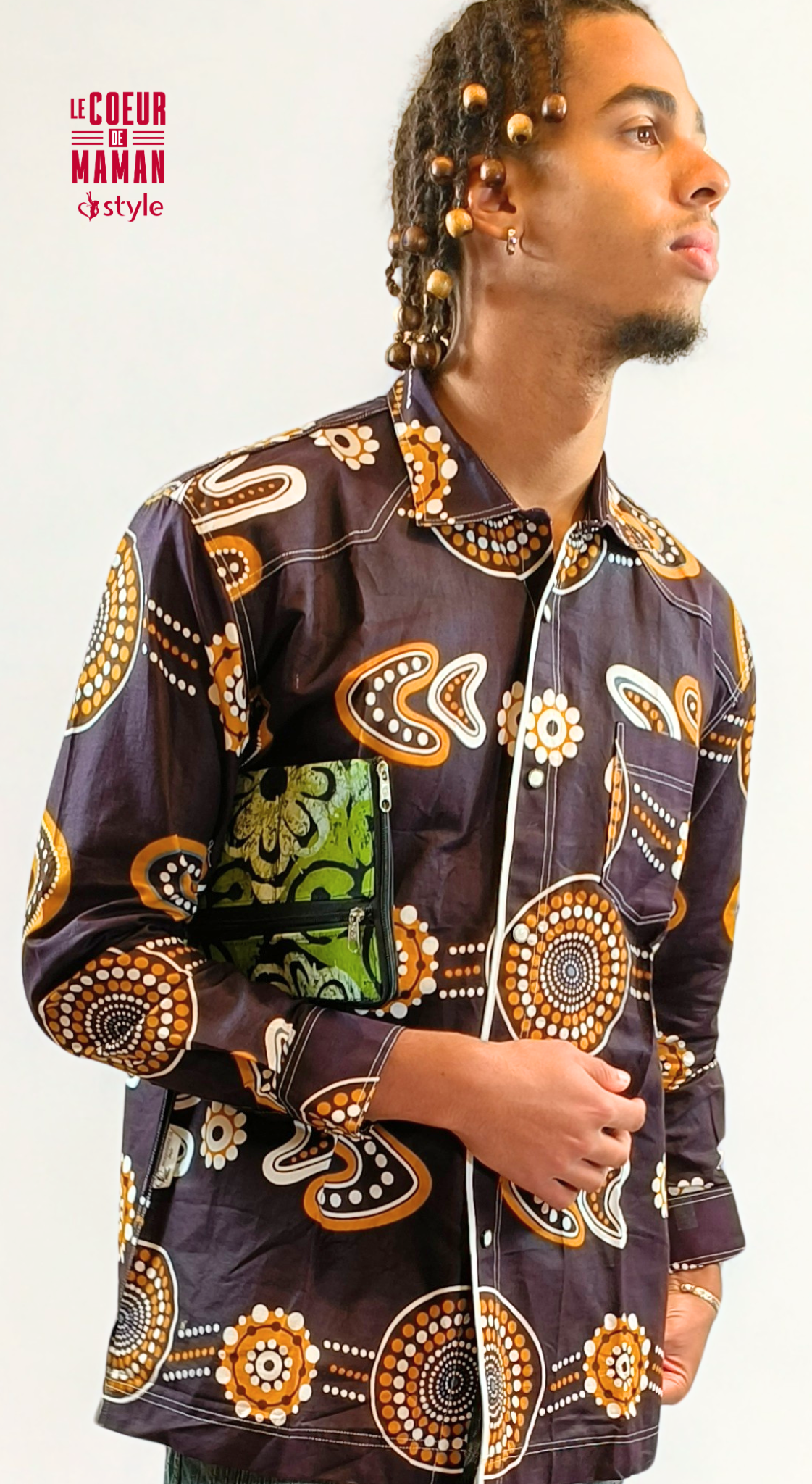 Chemise longue manche marron
