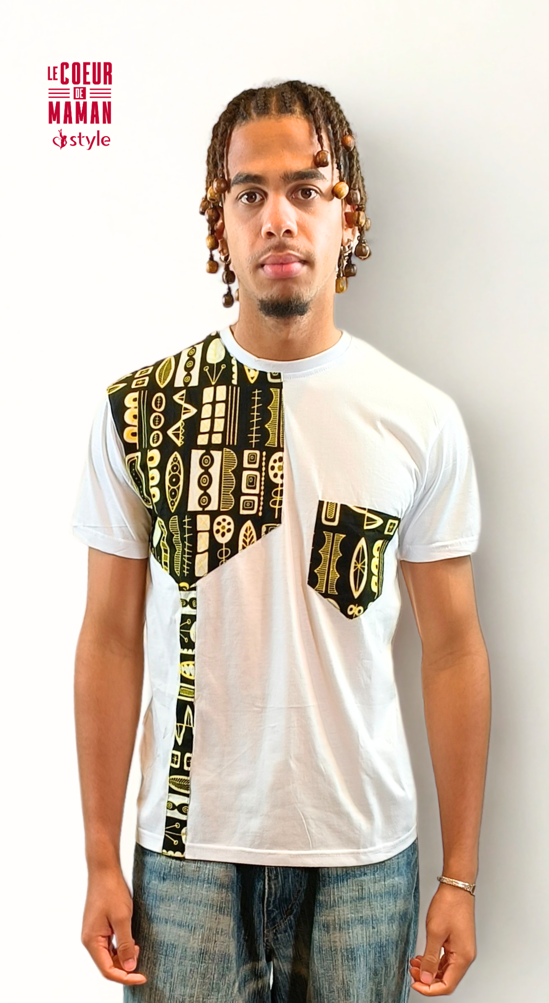 T-shirt Homme blanc avec motifs