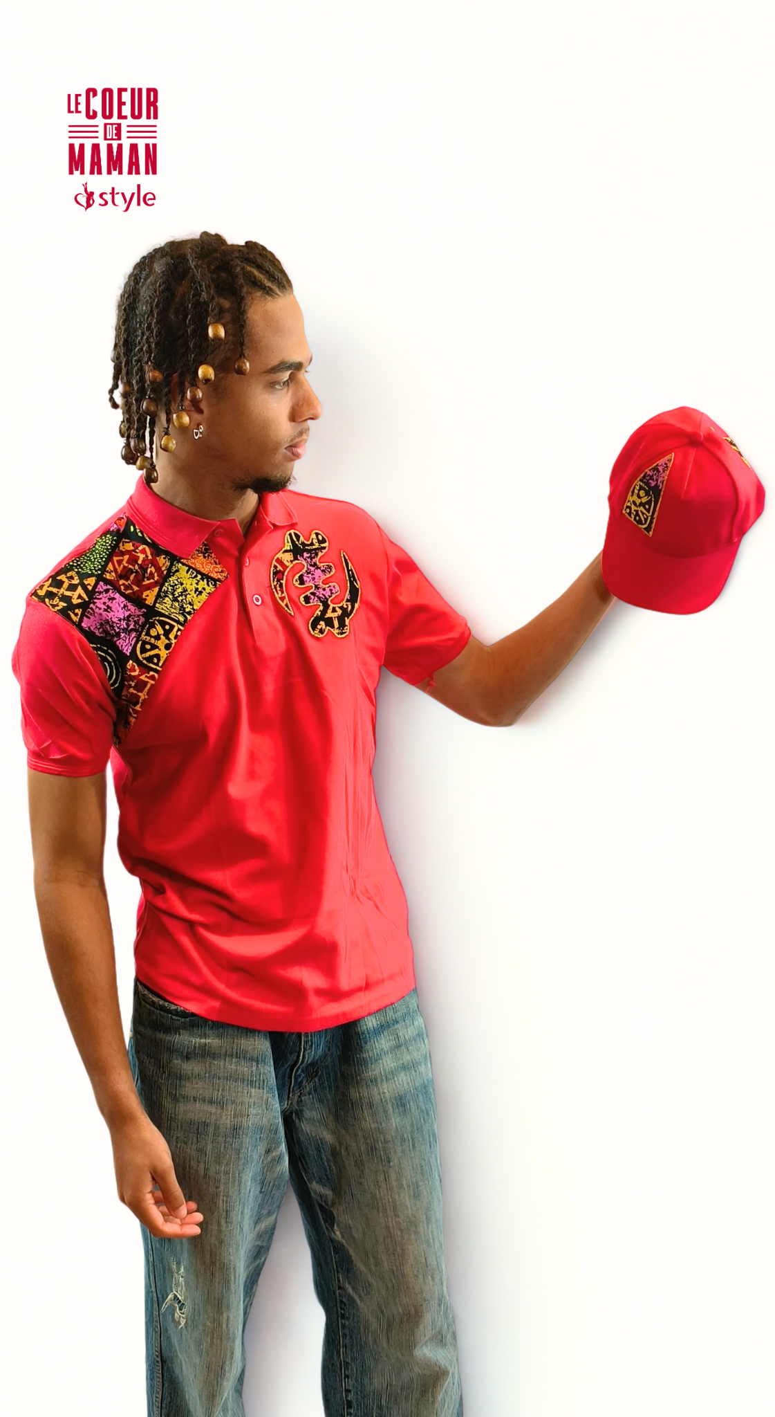 Polo rouge avec motifs