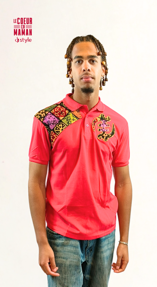 Polo rouge avec motifs